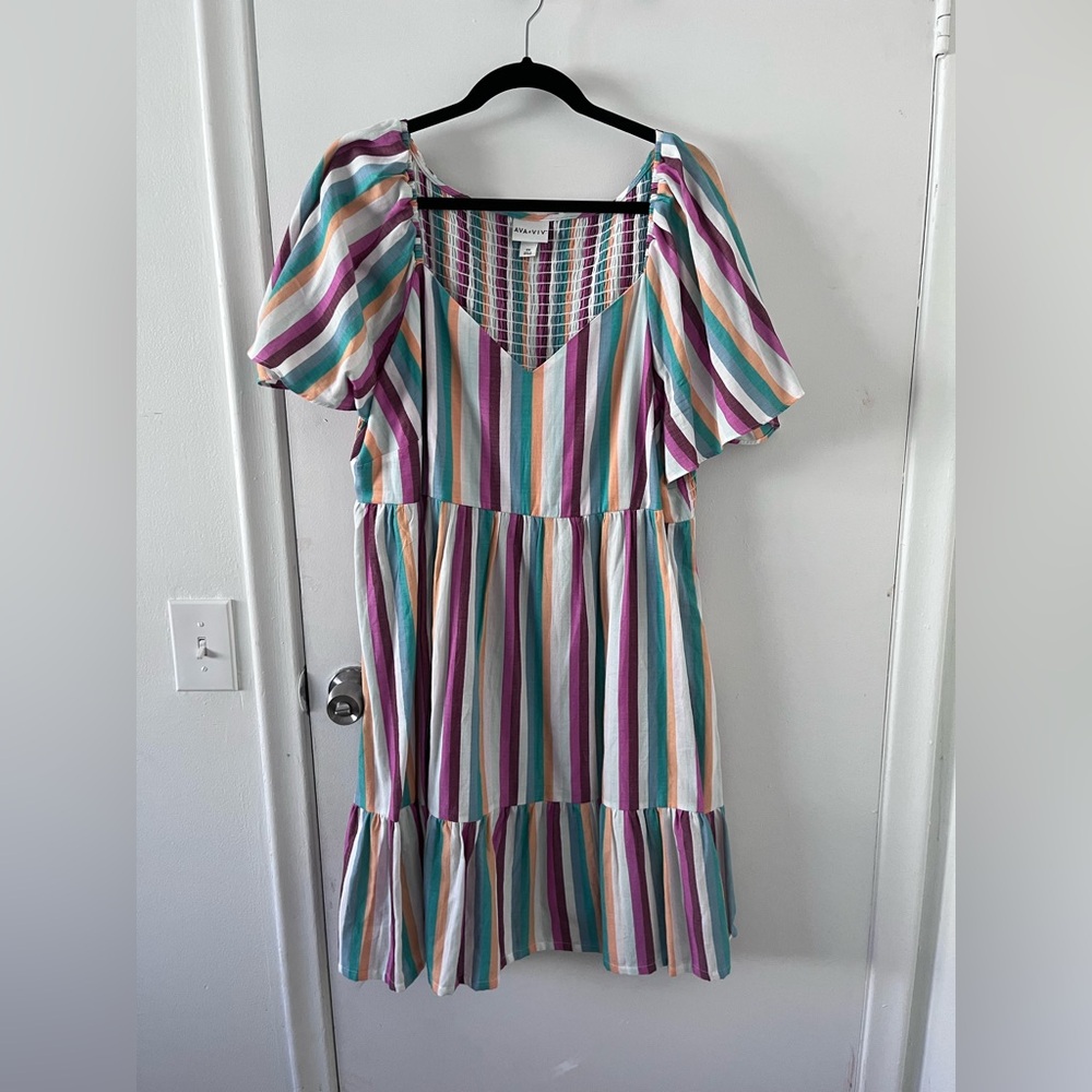 Ava & Viv multi-color striped midi dress
